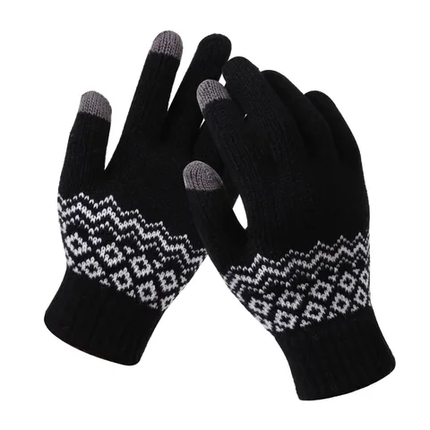 Осенне-зимние плотные теплые кашемировые перчатки для женщин и мужчин, вязаные шерстяные варежки с сенсорным экраном, модные перчатки для взрослых и студентов
