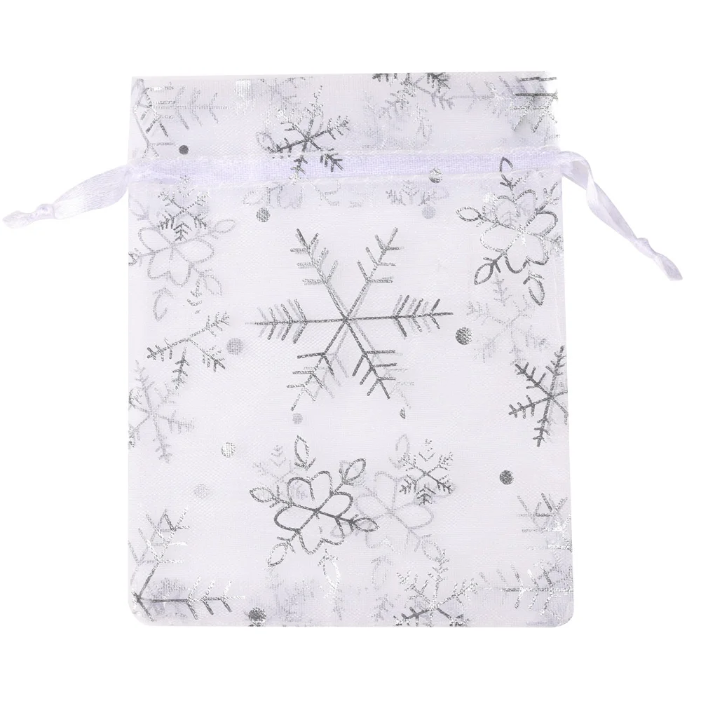 

Подарочные пакеты из органзы Chanfar с принтом снежинок