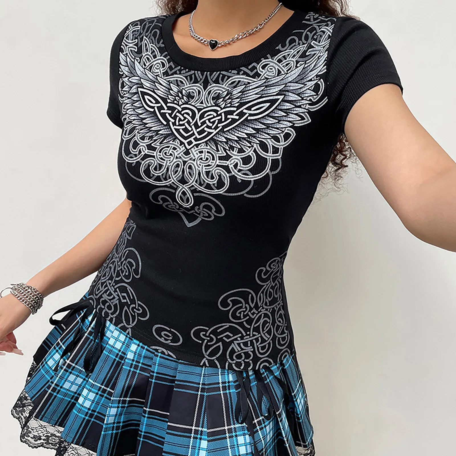 

Women Vintage Graphic Print Short Sleeve Crop Top O Neck Tshirts Fairycore Tees 60s Dresses Women Womens Mock Turtle