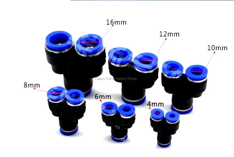 

10Pcs "Y" Pneumatic Connector Tee Union Push In Fitting for Air Pipe joint 4mm-16mm
