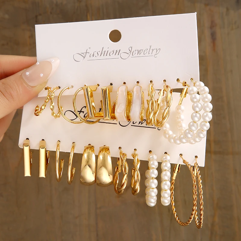 

Серьги-кольца с жемчугом, цвет под золото, металлические геометрические круглые серьги, свадебные подарки, Винтажные серьги, трендовые, нов...