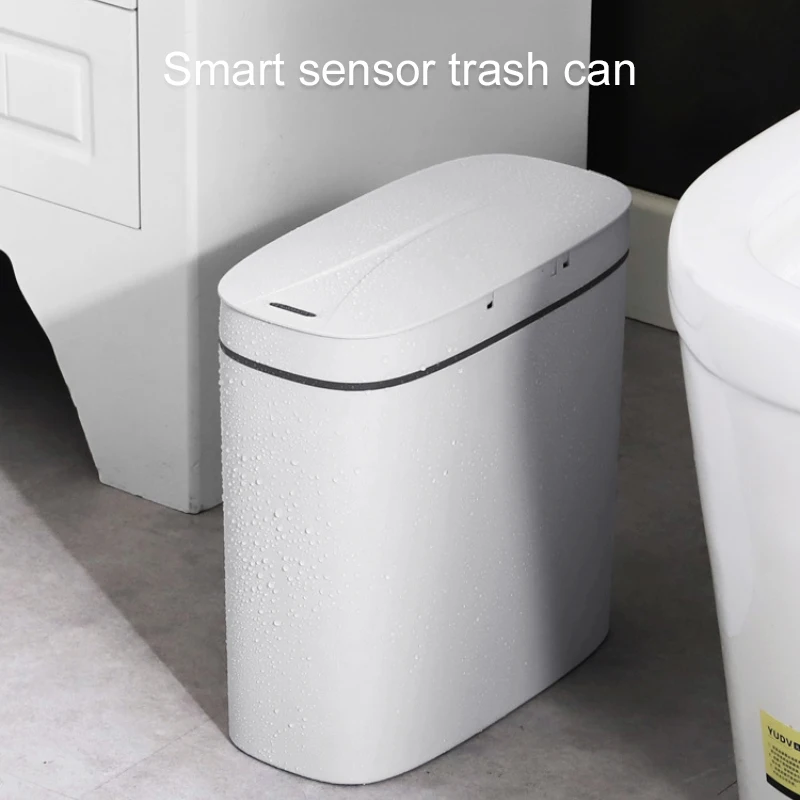 

14L Smart Trash Can USB Charging Automatic Waste Bin for Bathroom Toilet Waterproof Narrow Seam Sensor Bin Kitchen Wastebasket