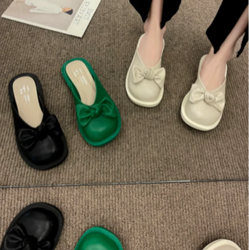 

2022 NEW Casual Mules Slippers Women Elegant Slides Summer Outdoor Flats Heel Sandal Fashion Slip on Ladies Shoes Womens Shoes
