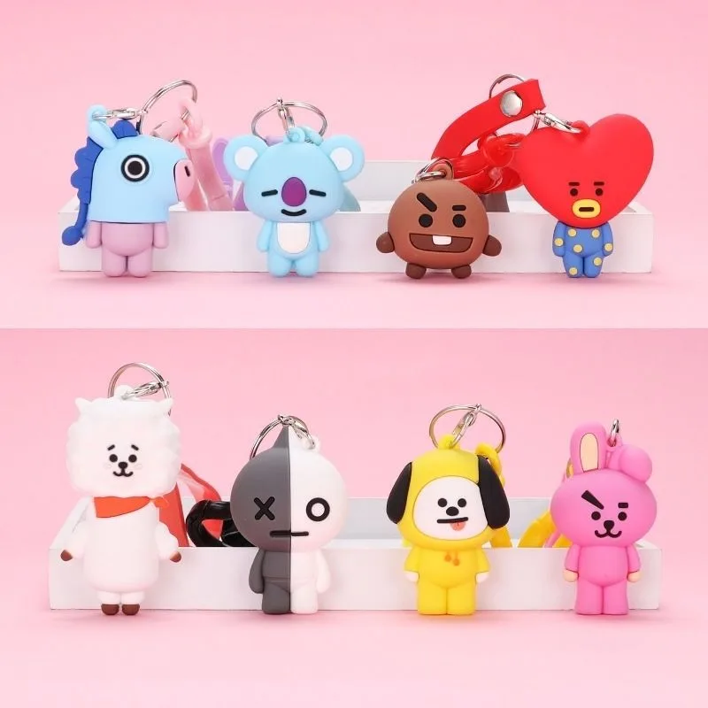 Фото Аниме Bt21 7 см Kpop мини-фигурка куклы украшения брелок Kawaii TATA CHIMMY креативные настольные аксессуары праздничные подарки №1