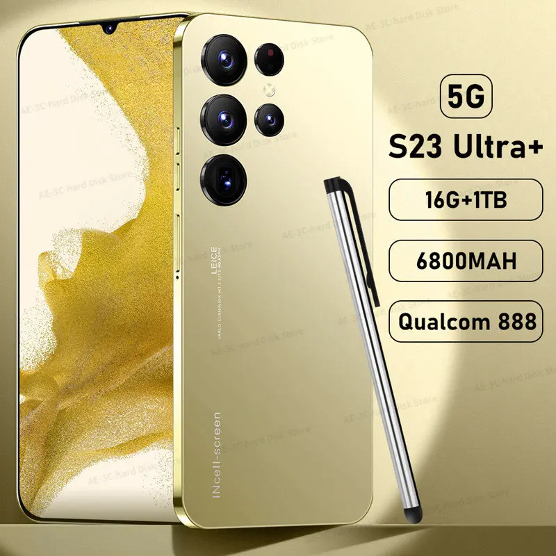 

2023 Global Version S23 Ultra+ 5G Smartphone 16GB+1TB 7.3 inch Cellular 6800mAh Phone 5G Network 50MP Unlocked Dual SIM Phone