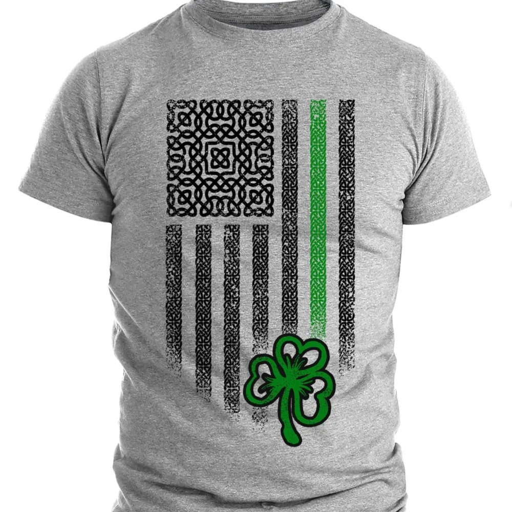 

Shamrock Celtic USA Flag T Shirt Cool Saint Patrick's Day Costume Tee Shirts For Men Creative Graphic Print Casual Clothing