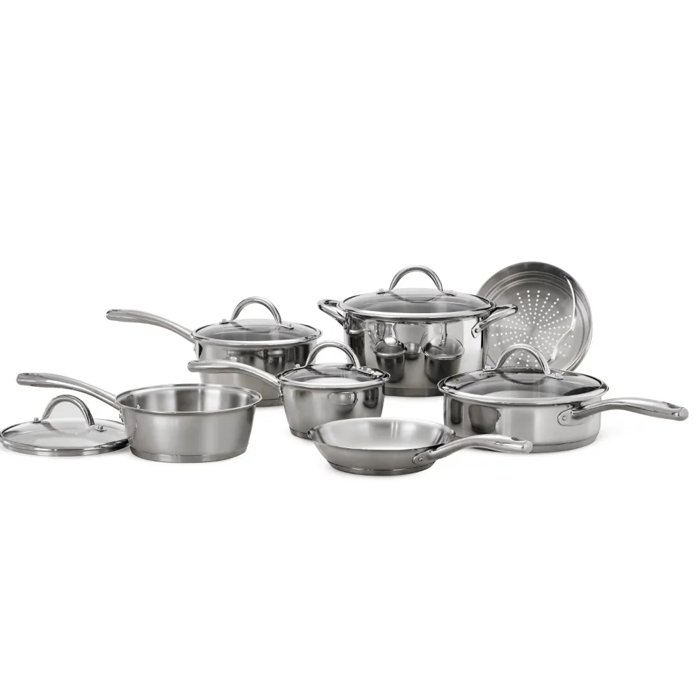 

Tramontina Gourmet Stainless Steel Tri-Ply Base Cookware Set, 12 Piece