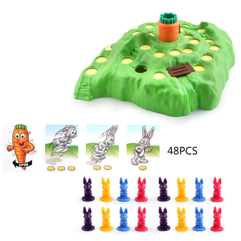 Board For W/ Rabbit Chess Piece & Cards Intelligence Exercising  Teaser For Kids Development Early Learn E65d
