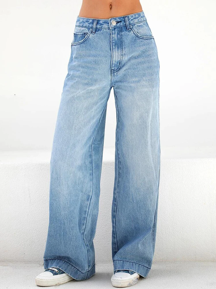 

2022 New Spring Summer Loose Straight Tube Light Color Wide Leg Jeans Women's Thin Style High Waist Slim Pants Slim Jeans
