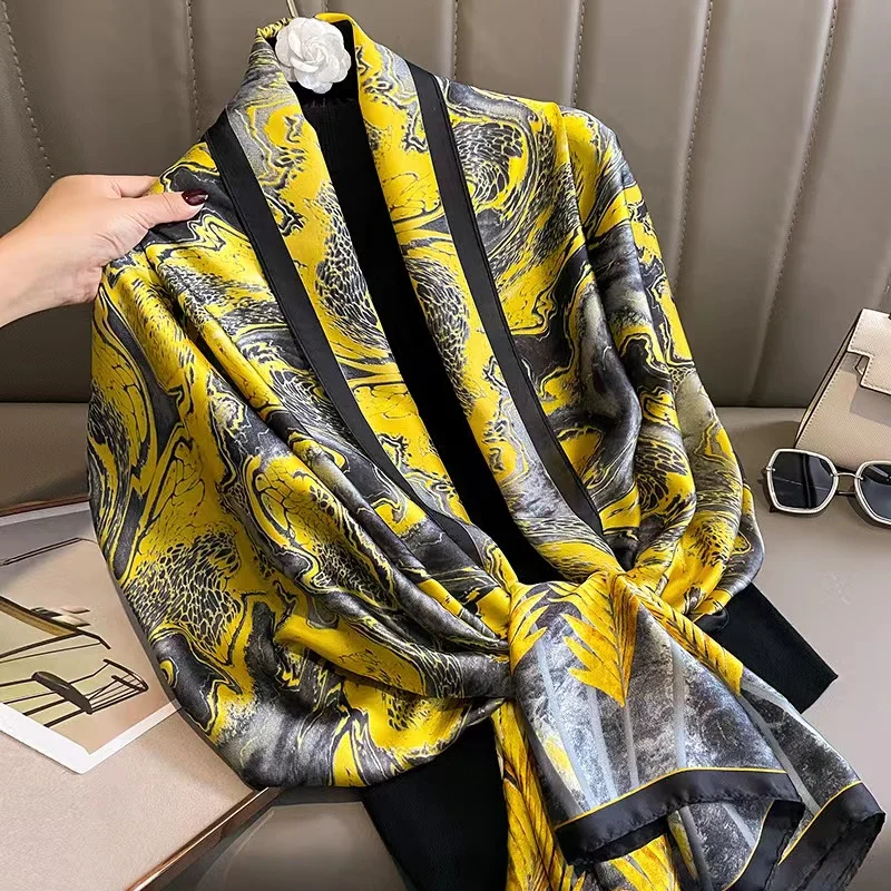 

Luxury Silk Scarf Women Foulard Pashmina Shawls Lady Wraps Female Beach Pareo Stoles Bandana Designer Brand Long Scarves 2022