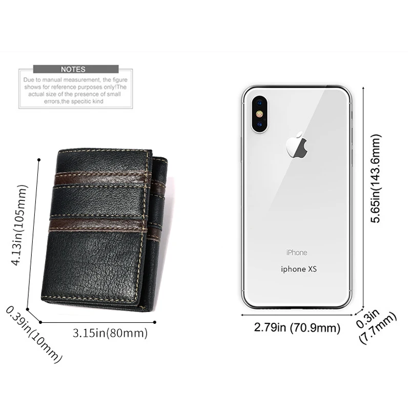 Aliwood RFID Anti-Theft Cowhide Wallet Genuine Leather Men's Short 3 Fold Wallets High Quality Money Clip Coin Purse Carteras