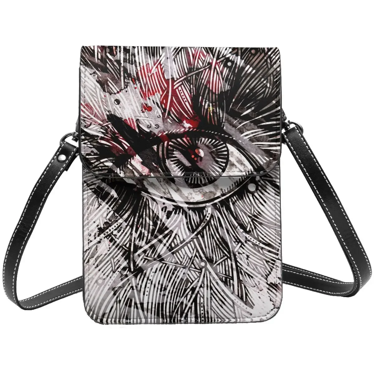 

Fantastic Eye Graffiti Shoulder Bag Music CD Retro Leather Office Mobile Phone Bag Female Gifts Bags