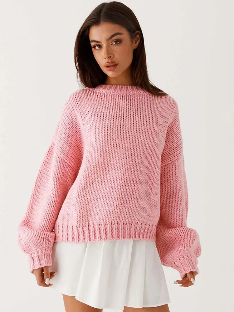 Свободный свитер GACVGA для ленивых женщин пуловер с длинным рукавом модный вязаный