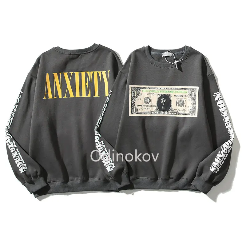 

Autumn/Winter Women's Padded Warm Sweatshirt Street Vintage Old Print Long Sleeve T-Shirt Letter Casual Sweatshirt Hoodie