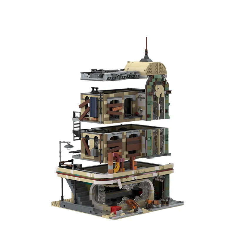 Модель уличного вида Apocalypse MOC Bank центр кафе угловой гараж офис детектива