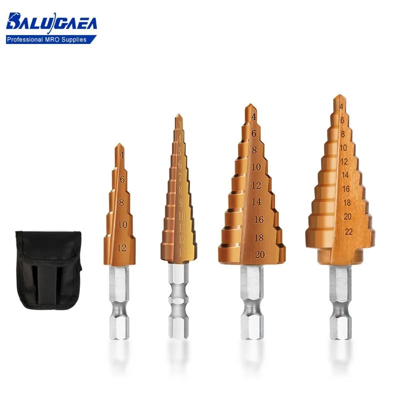 

3pcs Hexagonal Shank Stepped Drill Bit 3-12/13 4-12/20/32mm Wood Metal Hole Cutter TiCN Coated Core Hole Cutter Drilling Tools
