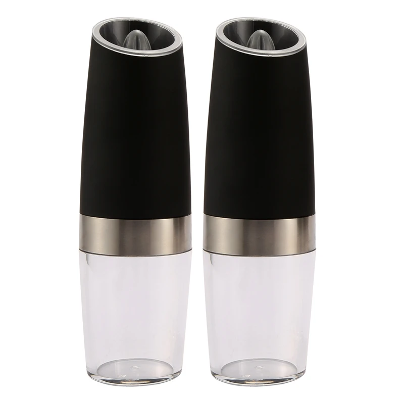 

Premium Gravity Electric Salt And Pepper Grinder Set Of 2 Battery Powered Salt Shakers, Automatic One Hand Pepper Mills With LED