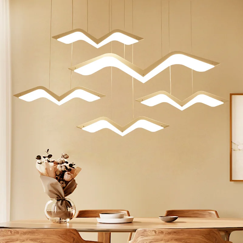 

Современные подвесные светильники в виде чайки, светодиодная лампа в виде птицы, креативная Люстра для гостиной, декор для спальни, кафе, столовой, освещение, подвесной светильник