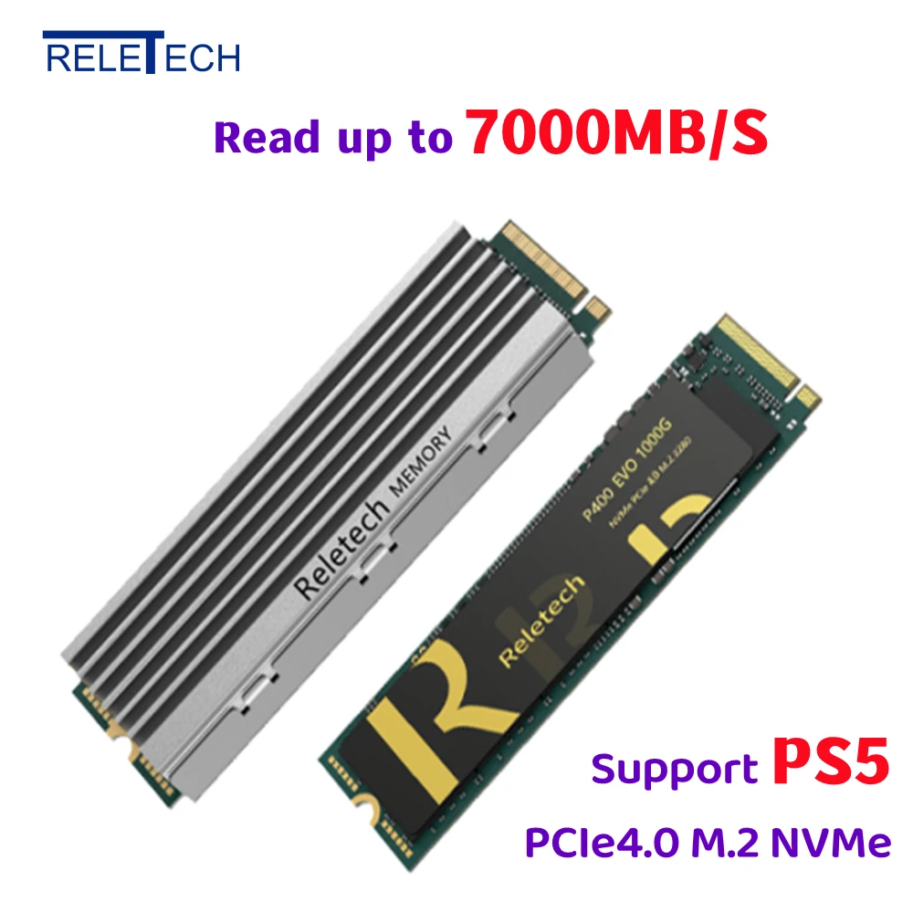 Reletech SSD ps5 1tb 2tb SSD M2 NVMe PCIe 4.0x4 M.2 2280 NVMe SSD Drive Internal Solid State Hard Disk for Playstation 5 Desktop
