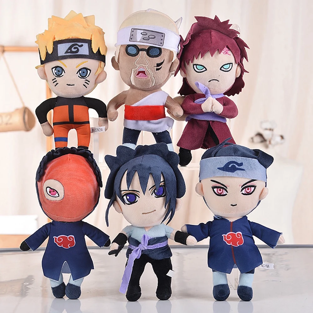 6 Styles 20cm Naruto Plush Toy Anime Cartoon Character Sasuke Ferret I Love Luo Than Ah Fei Figure Stuffed Dolls Kids Xmas Gifts