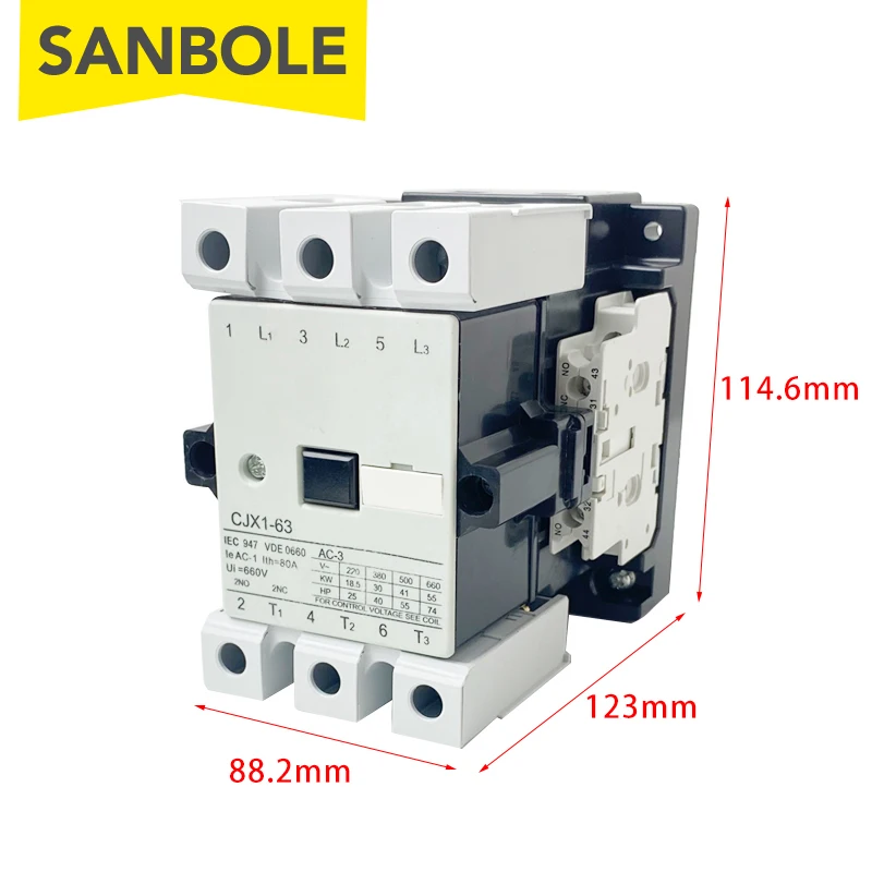 Контактор переменного тока 45A/63A CJX1-63/22 3TF47 2NO 2NC Power Electrical Silver Contact 380V 220V 110V 36V 24V Motor Coil