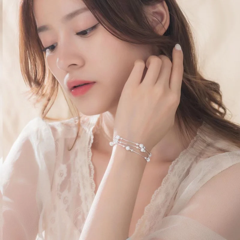 Sansheng Sanshi Lucky BeadsS925Женский браслет из стерлингового серебра Летний легкий