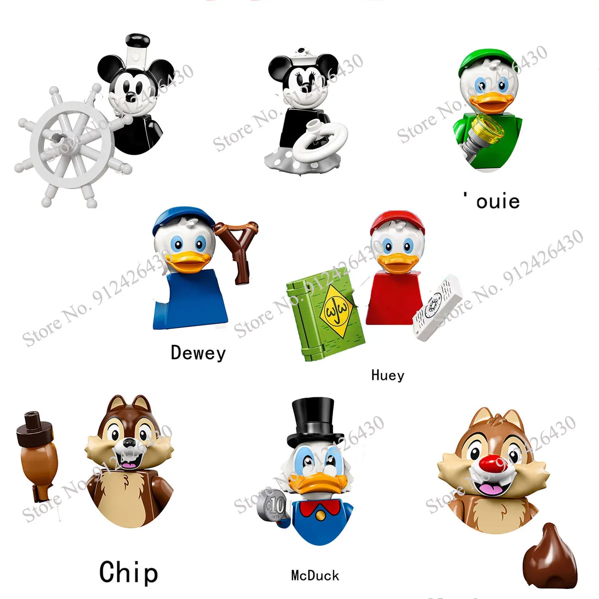 

WM6066 Disney movies Mickey Minnie mouse Mcduck Chip Dale anime bricks mini action toy figures Assemble blocks for kids gifts