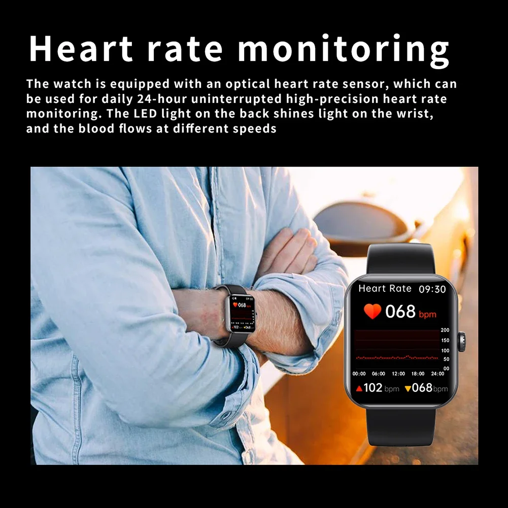 Спортивные Смарт-часы с диагональю 1 9 дюйма и измерением уровня сахара в крови