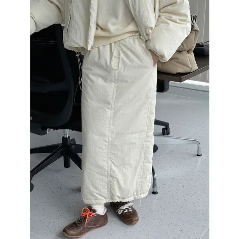 2024 женские зимние юбки, эластичные юбки с высокой талией 90, белый утиный пух, женские облегающие длинные юбки трапециевидной формы, уличная одежда Faldas Femme