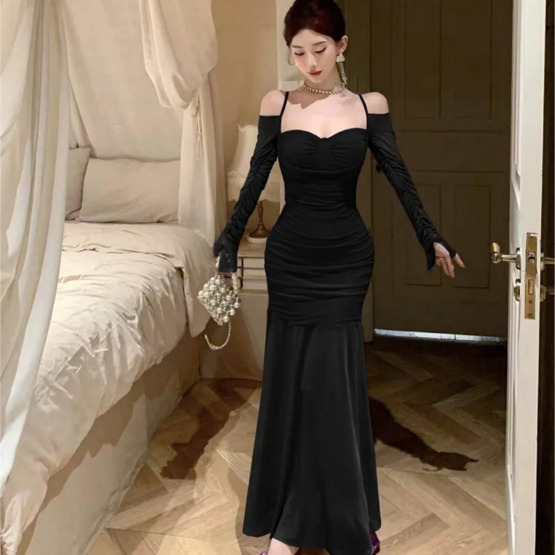 Сексуальные сетчатые облегающие платья для женщин с открытыми плечами