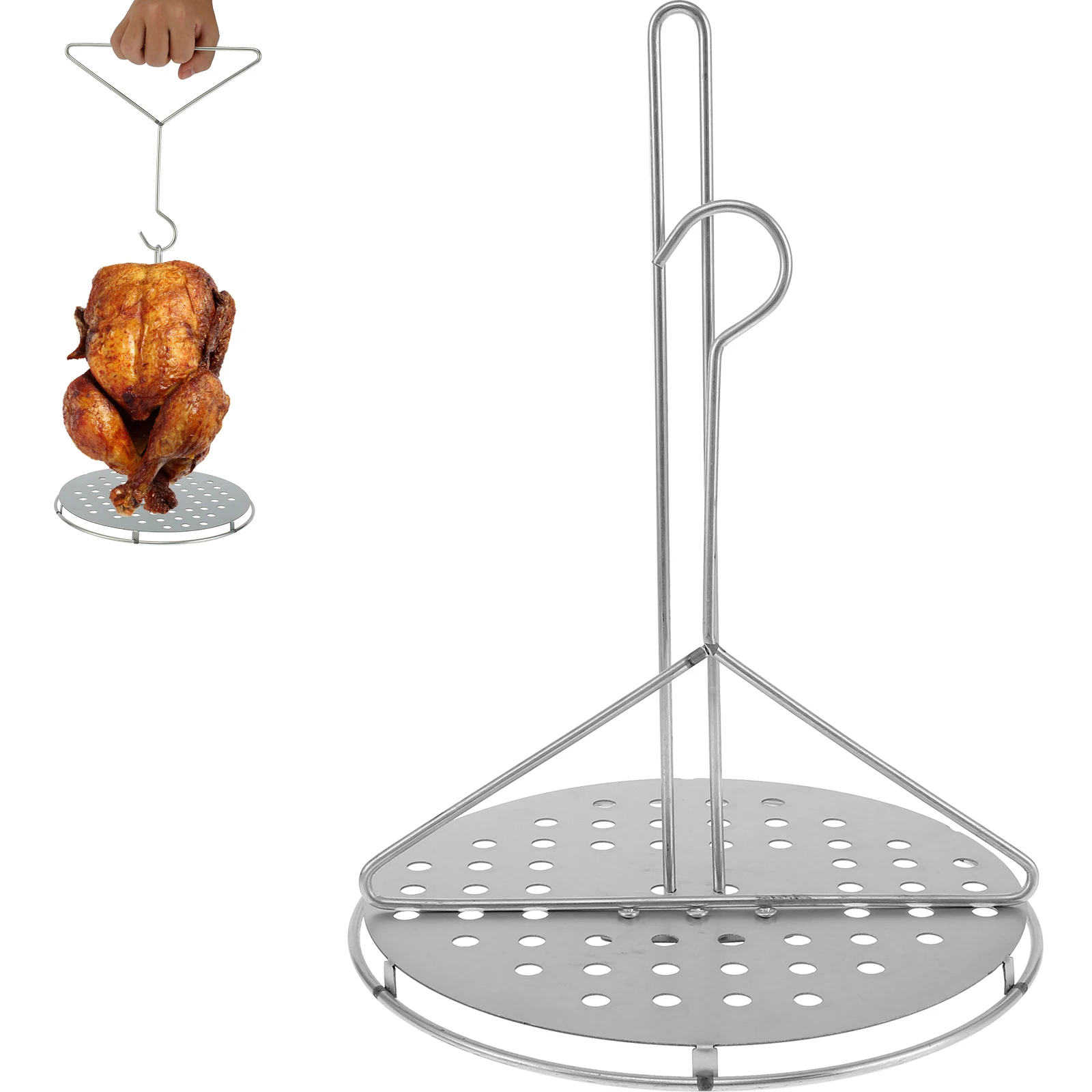

Turkey Holder Heavy Duty Metal Chicken Holder Portable Detachable Poultry Hanger Multifunctional Vertical Grill Rack Barbecue