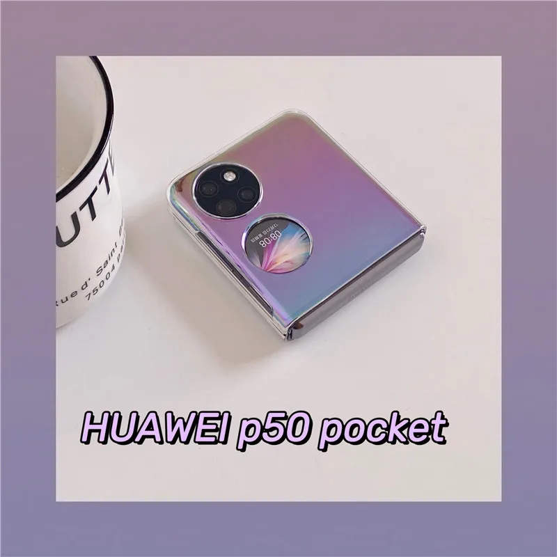 

Для Huawei P50 Карманный чехол Ins фиолетовый порошок Аврора жесткий милый женский ультратонкий чехол для Huawei P50 Карманный чехол простой чехол