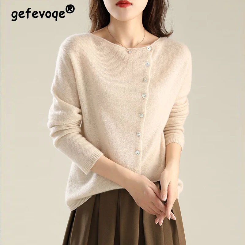 

Spring Autumn New Casual Fashion Solid Knitting Cardigan Tops Women Sweet Button Up Coat Female Long Sleeve All-match Sweater