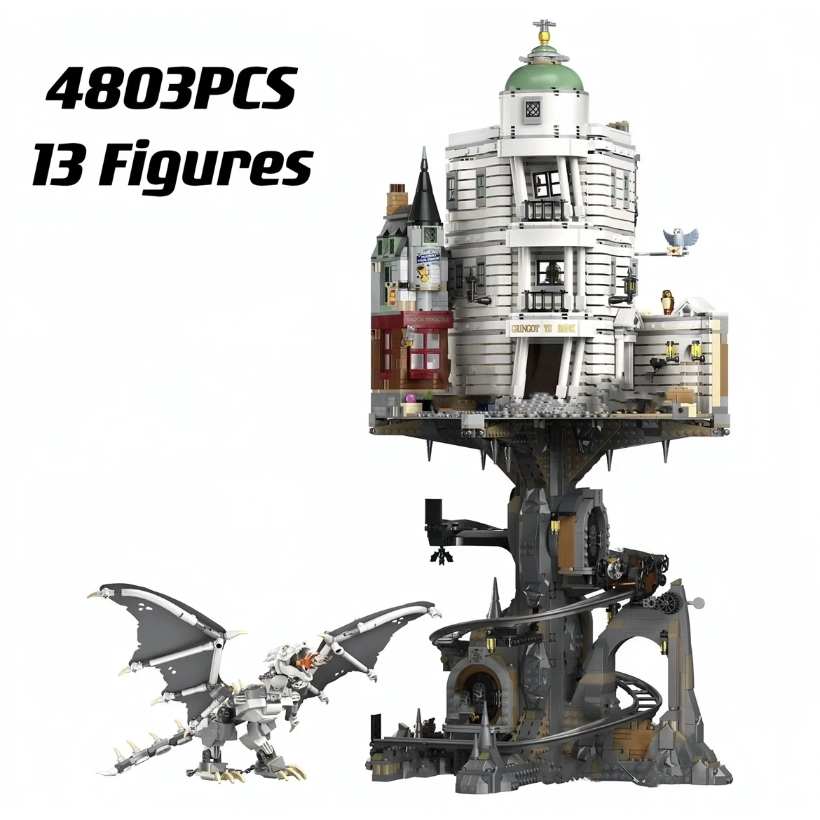 

2023 NEW 76417 Wizarding Bank 4803Pcs Gringotts Building Blocks Bricks Ironbelly Dragon Castles Toys Gifts Kits For Boys Adult