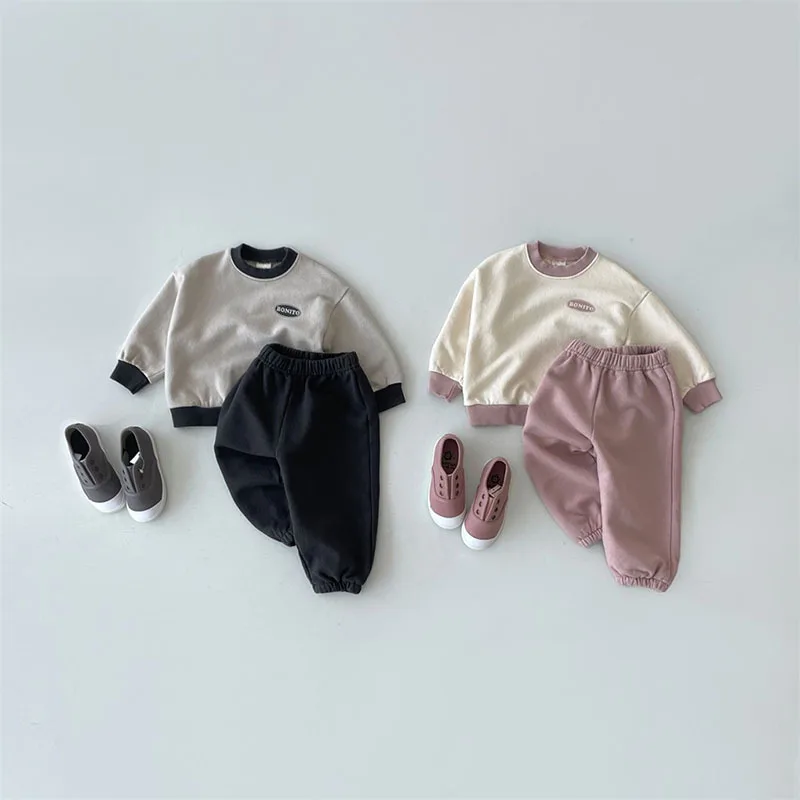 2022 Toddler Clothing Set Autumn Cotton Long Sleeve Baby Boy Girl Clothes Soft Comfortable Kids Sweater Pants Casual Suit