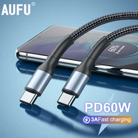 aufu usb c to type c cable pd60w 3a fast charge mobile cell phone charging cord wire for xiaomi samsung huawei macbook ipad