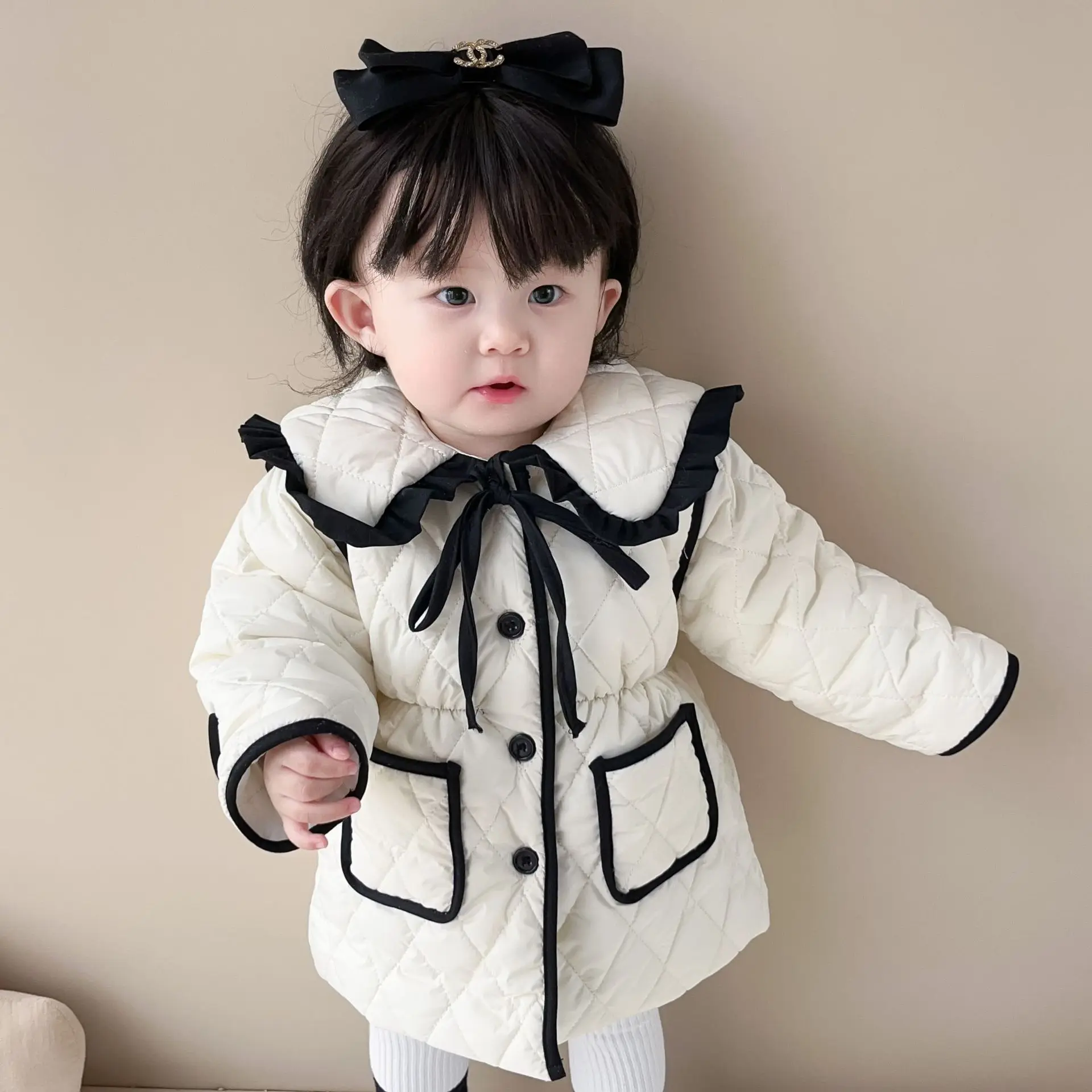

Children Quilted Jacket 2023 Winter Baby Girls Thick Cotton Warm Coat Newborn Infant Clothes Toddler Boutique Clothing Outerwear