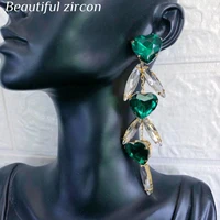 2022 fashion womens shiny blue love crystal pendant earrings wedding long tassel multi colored glass earrings jewelry accessori