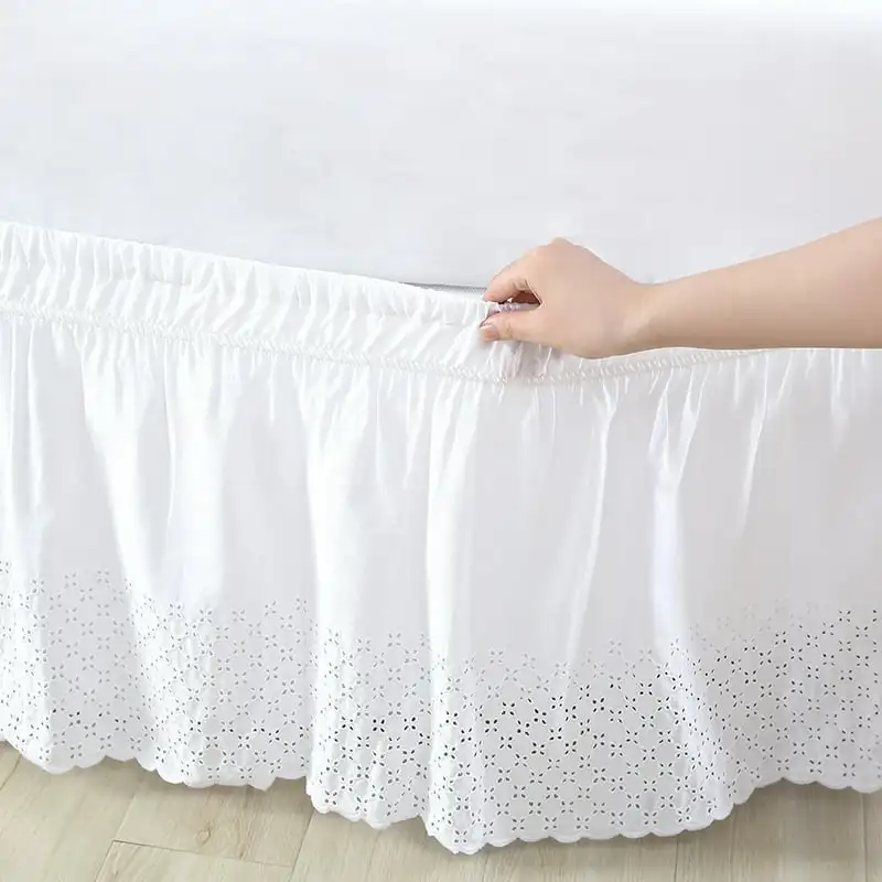 

Homes and Gardens White Solid Cotton-Poly Bedskirt, Adjustable Headboard cover Fairy tail Bed sheet holder clips Colchas de vera