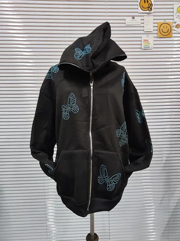 Y2K Hoodies Zipper Sweatshirt Hip-hop Rhinestone Clothes Hooded Jacket Streetwear Retro E-girl Harajuku Women Female Zip Up 2022