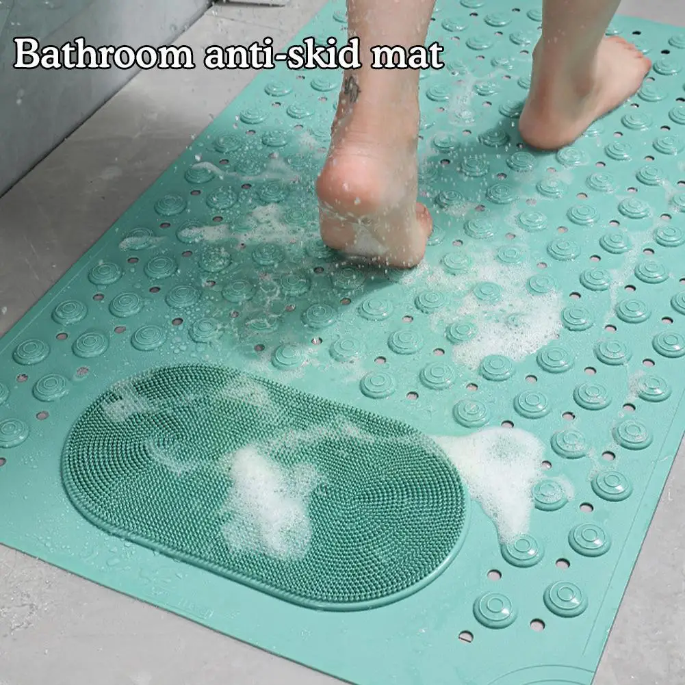 

Tpe Anti-skid Bath Mats Rectangle Soft Shower Bathroom Suction Cup Bathtub Massage Bathroom Accessories Carpet Mat O6t6