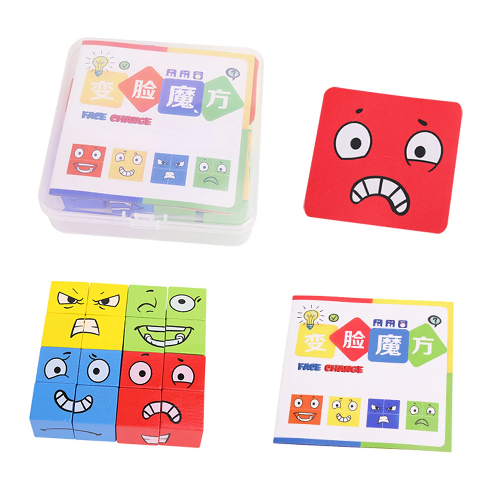 

Montessori Expression Puzzle Face Change Cube Building Blocks Toys Logical Early Learning Educational Match Toy Magic Cubes