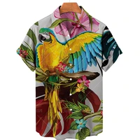 unisex summer shirt for men clothing short sleeves 3d animal colored shirt v neck single breasted casual fashion oversized tops
