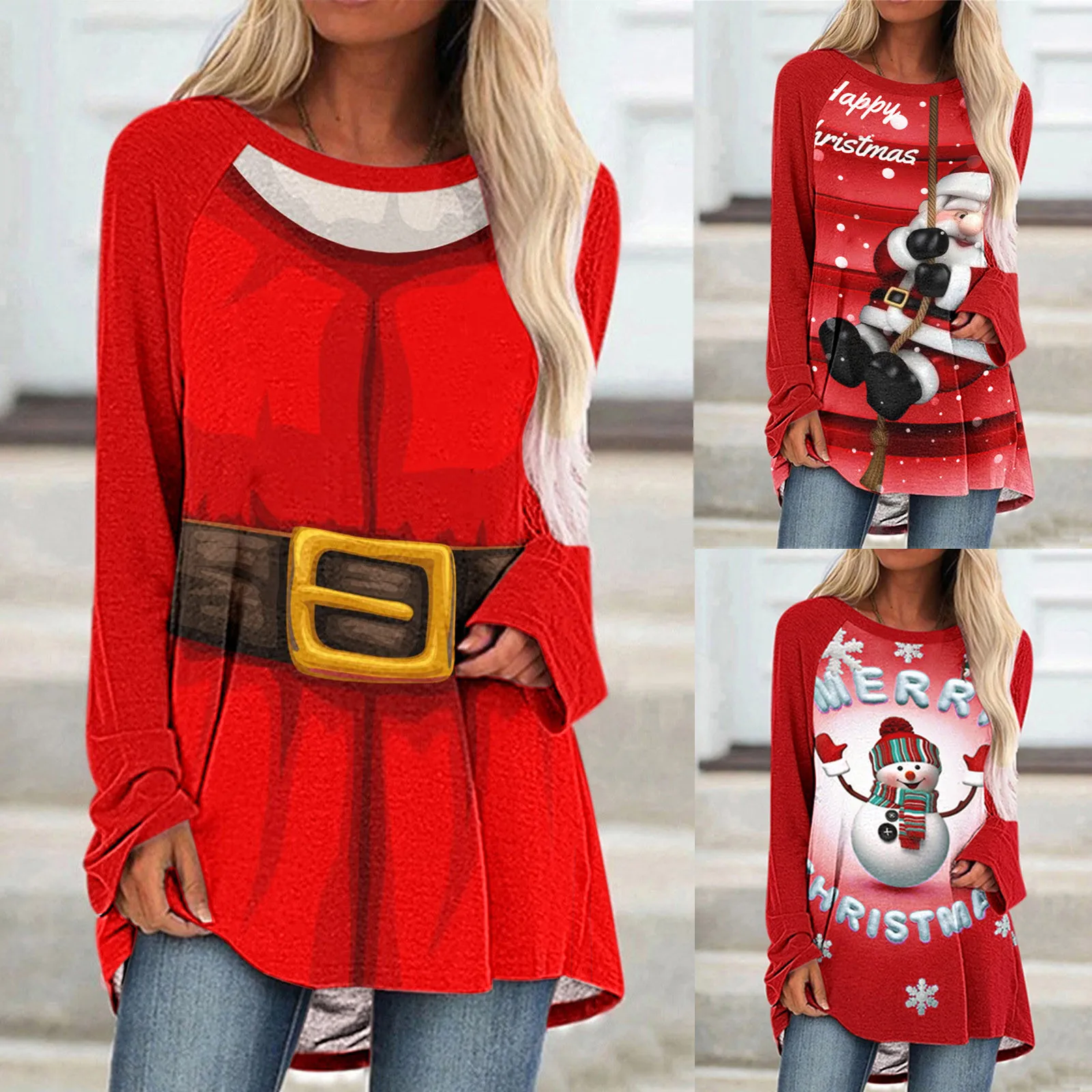 

Women Christmas Casual O-Neck Printing Long Sleeve Top T-Shirt Blouse Long Sleeve Shirt Women for Layering