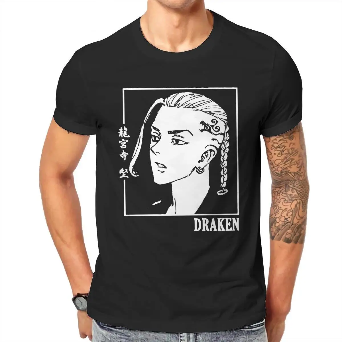 Men T-Shirt Draken Tokyo Revengers Casual 100% Cotton Tee Shirt Japanese Anime Manga T Shirt Round Collar Tops Summer