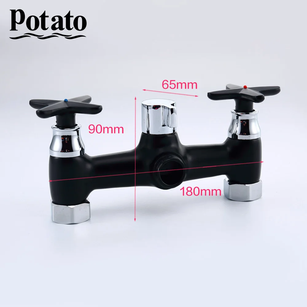 potato bathroom bathtub faucets shower set shower head bathroom dual control black or white with abs shower head p22322 free global shipping