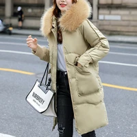 winter puffer jackets women casual overcoat 2021 thick down cotton padded coats new fashion fur collar hooded long parkas female