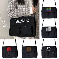 shoulder crossbody bags korean harajuku style wild postman case walls print women organizer simple casual canvas bag satchels