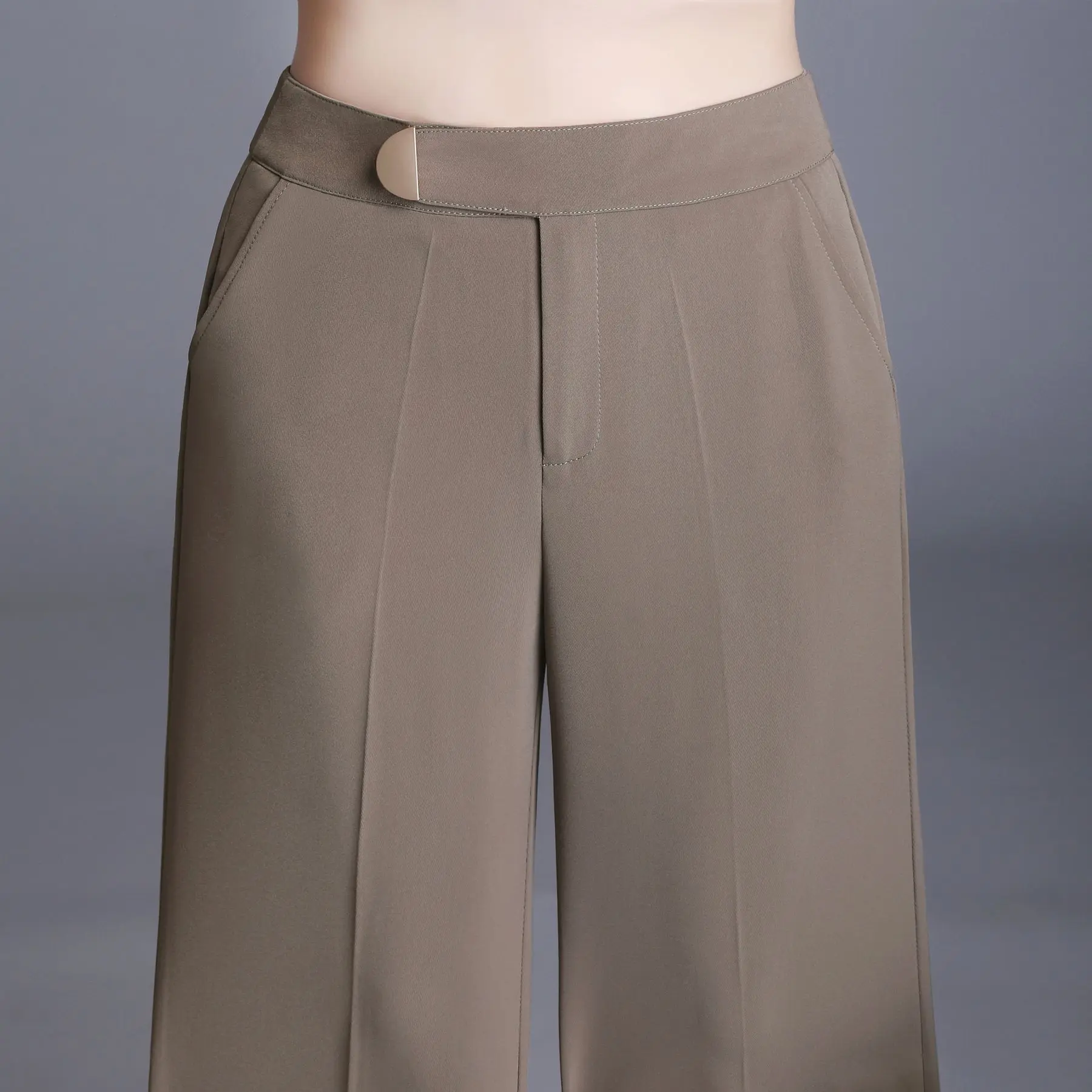 M-6XL Women Wide Leg Pants Spring Summer Office Wear Green Straight Pants Woman Vintage High Waist Female Trousers Mujer