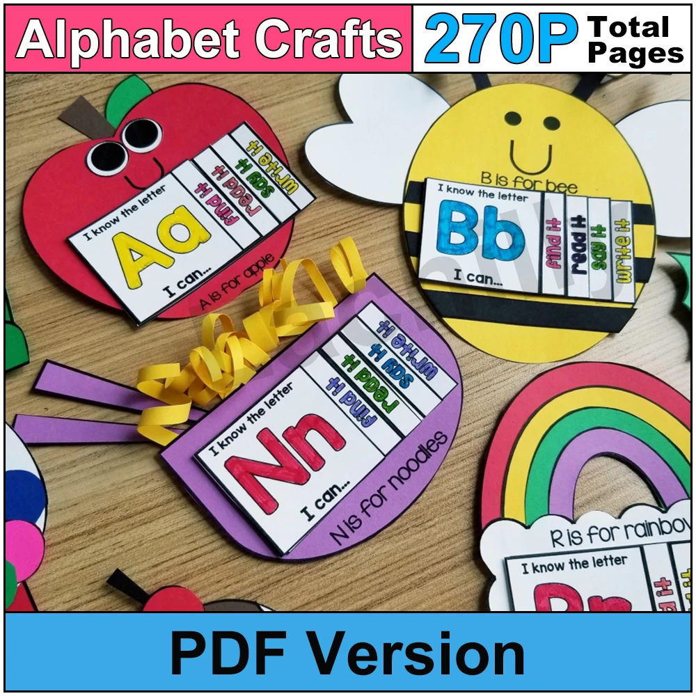 

kid Alphabet Crafts and Books Activities DIY letter books Parent-child interaction Learning English early education PDF file